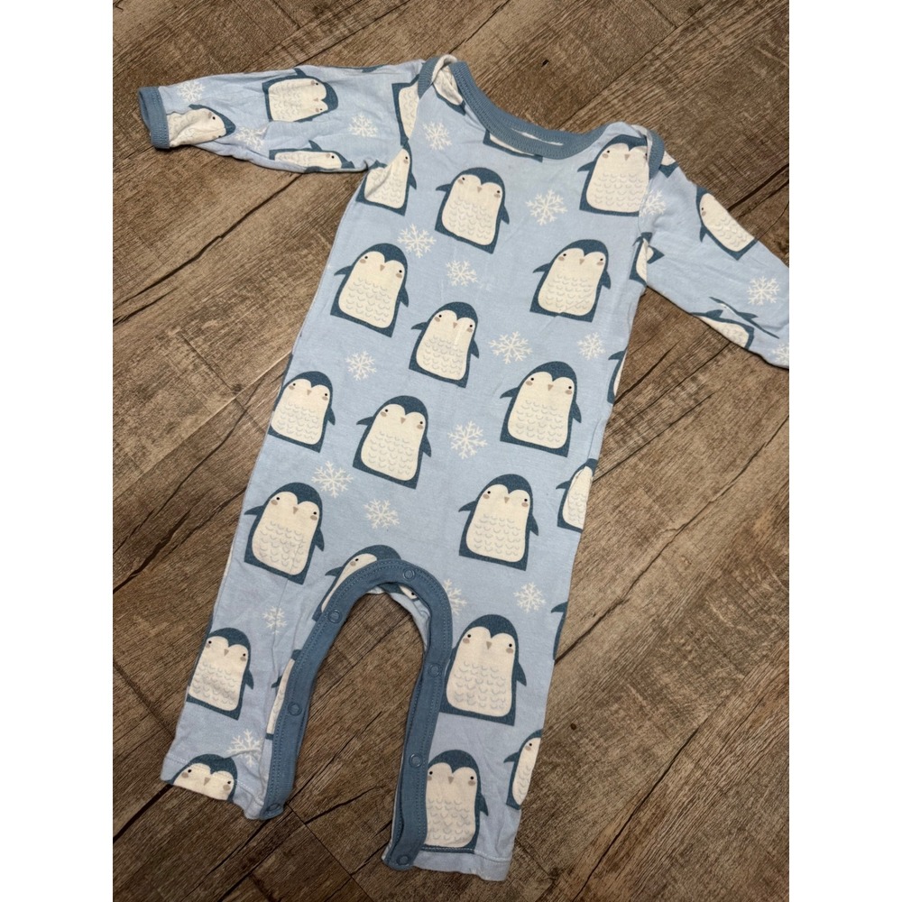 Bestaroo Blue Penguin Snowflake Modal Spandex Romper 3-6 Months